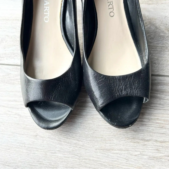 Franco Sarto  Black Open Toe Leather Pump - Picture 4 of 13
